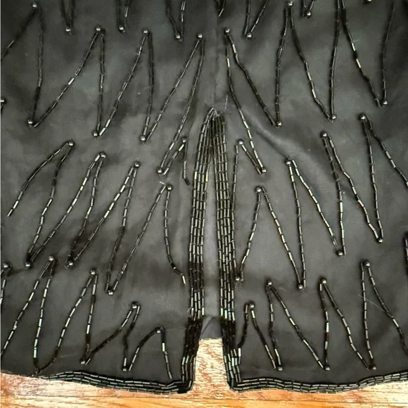 Vintage Mark & John 100% silk beaded black cocktail dress M - Picture 7 of 9